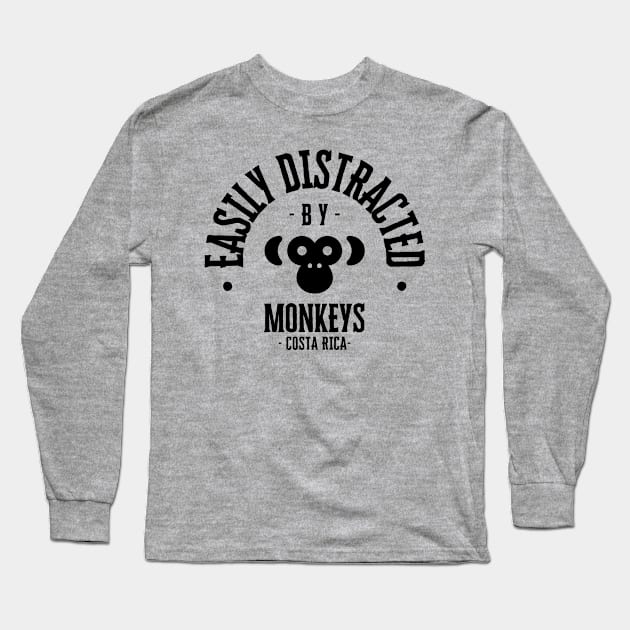 Easily Distracted by Monkeys Costa Rica Long Sleeve T-Shirt by Jambella